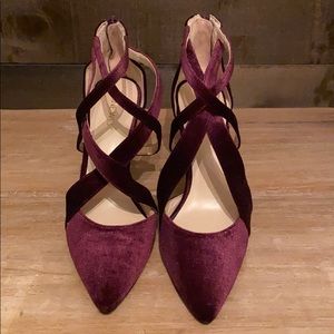 Nine West Purple Velvet Double-Cross Pumps